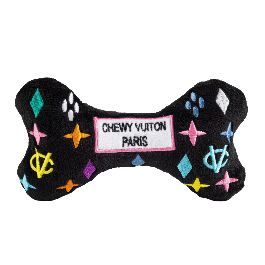 Black Monogram Chewy Vuiton Bone Dog Toy