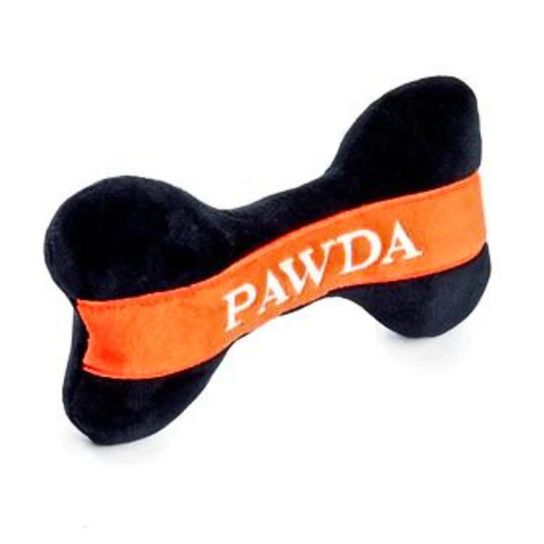 Coco & Pud - Pawda Bone Dog Toy standing on angle - Haute Diggity Dog