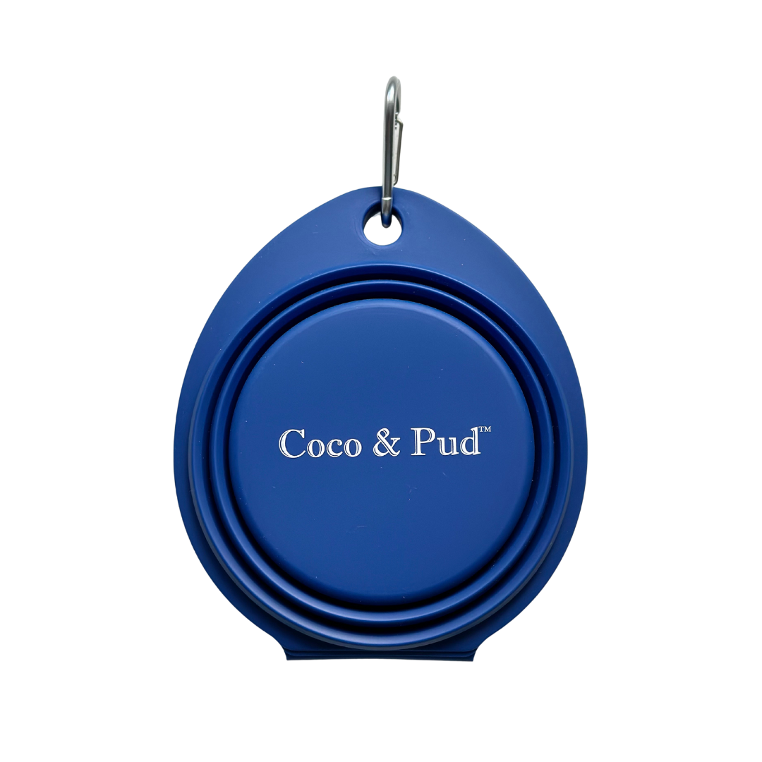 Coco & Pud Collapsible Portable Silicone Double Travel Bowl closed - Navy