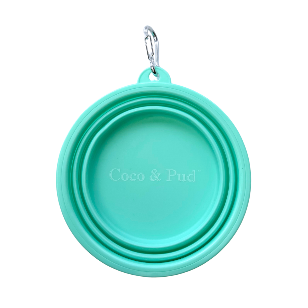 Coco & Pud Collapsible Portable Silicone Travel Dog Bowl - Azure