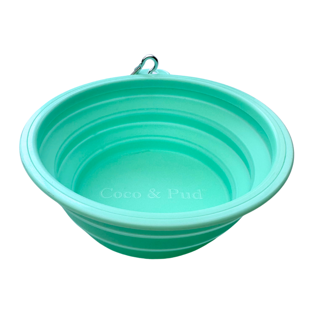 Coco & Pud Collapsible Portable Silicone Travel Dog Bowl - Azure