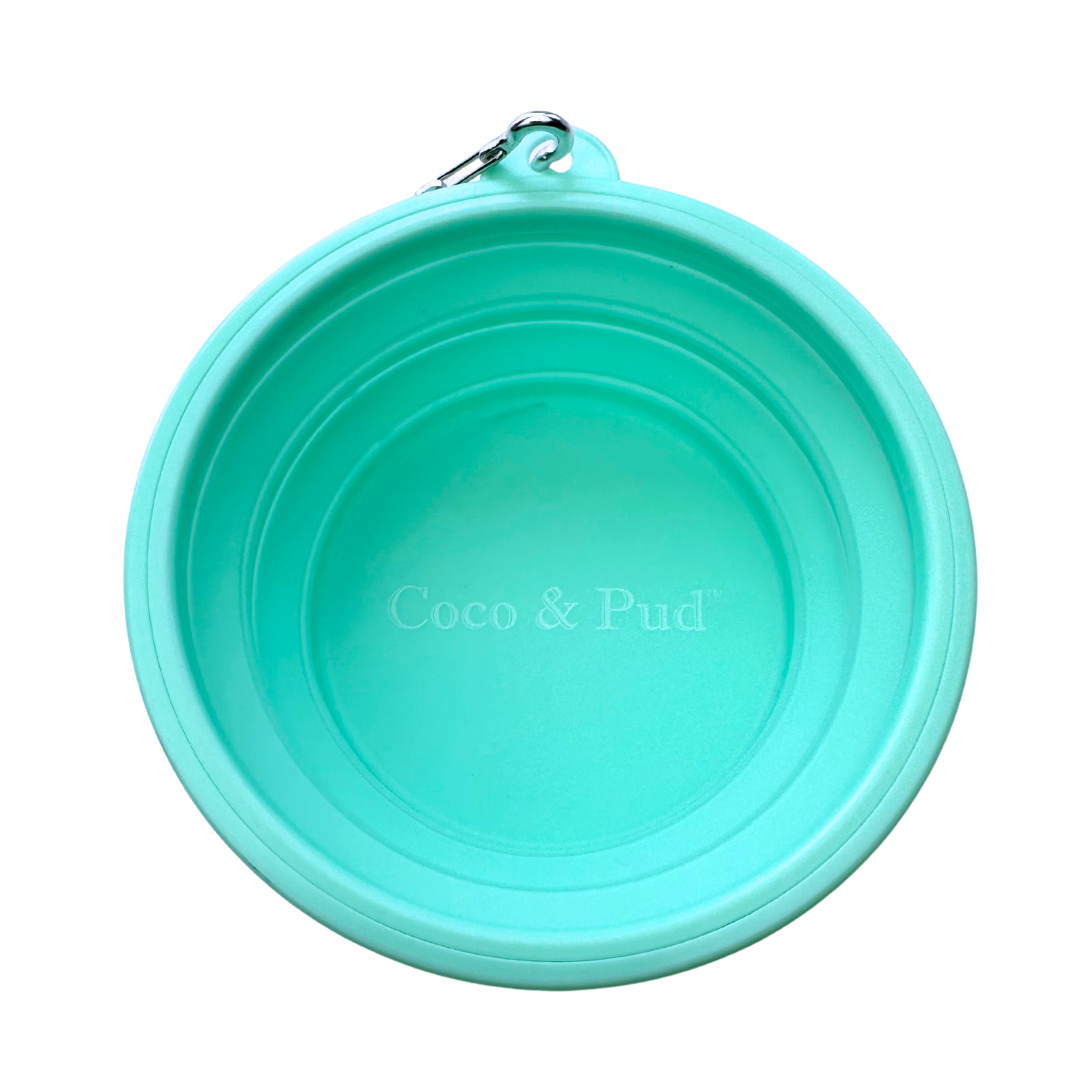 Coco & Pud Collapsible Portable Silicone Travel Dog Bowl - Azure
