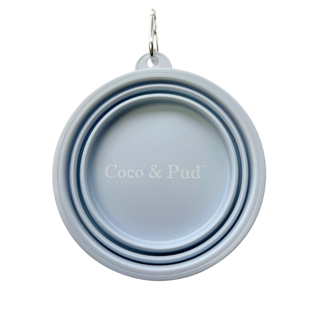 Coco & Pud Collapsible Silicone Dog Bowl flat packed- Grey