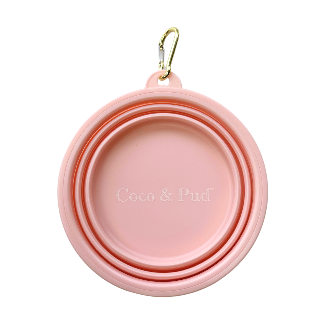 Coco & Pud Collapsible Portable Silicone Travel Dog Bowl  Light Pink