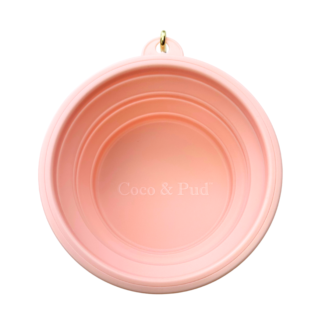 Coco & Pud Collapsible Portable Silicone Travel Dog Bowl  Light Pink