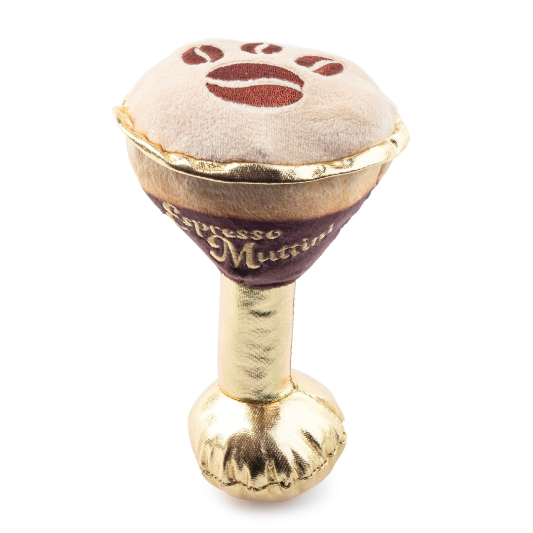 Coco & Pud Expresso Muttini Plush Dog Toy upright view - Haute Diggity Dog
