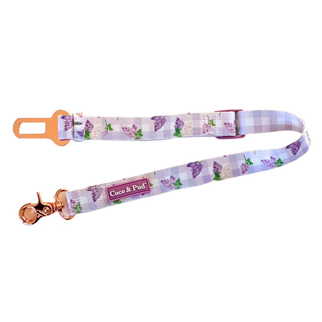 Coco & Pud Gingham Lilac Car Seatbelt Restraint