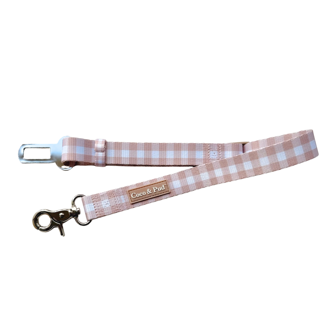 Coco & Pud Gingham Mocha Dog Car Seat Belt Restraint