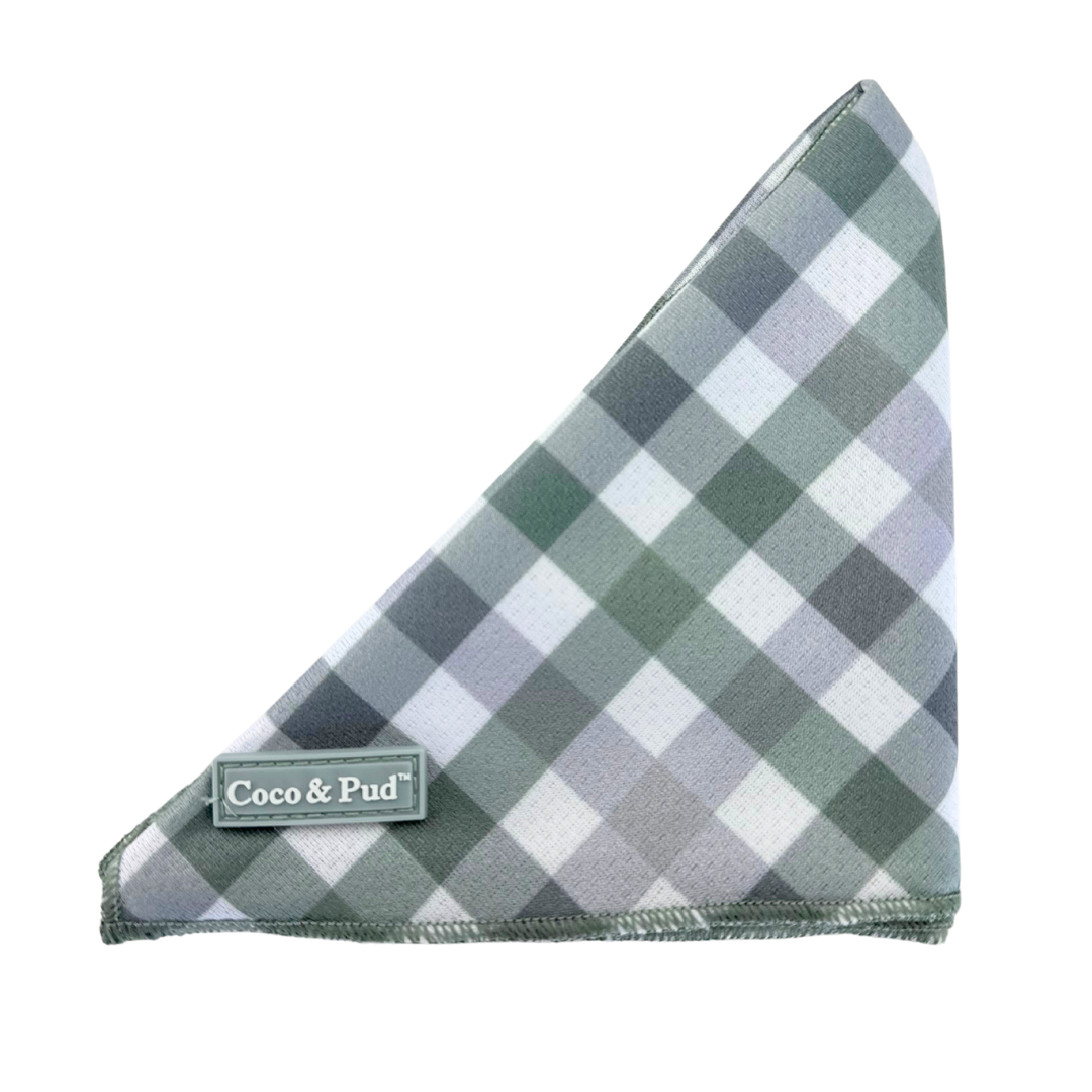 Coco & Pud Gingham Olive Grey Dog Bandana