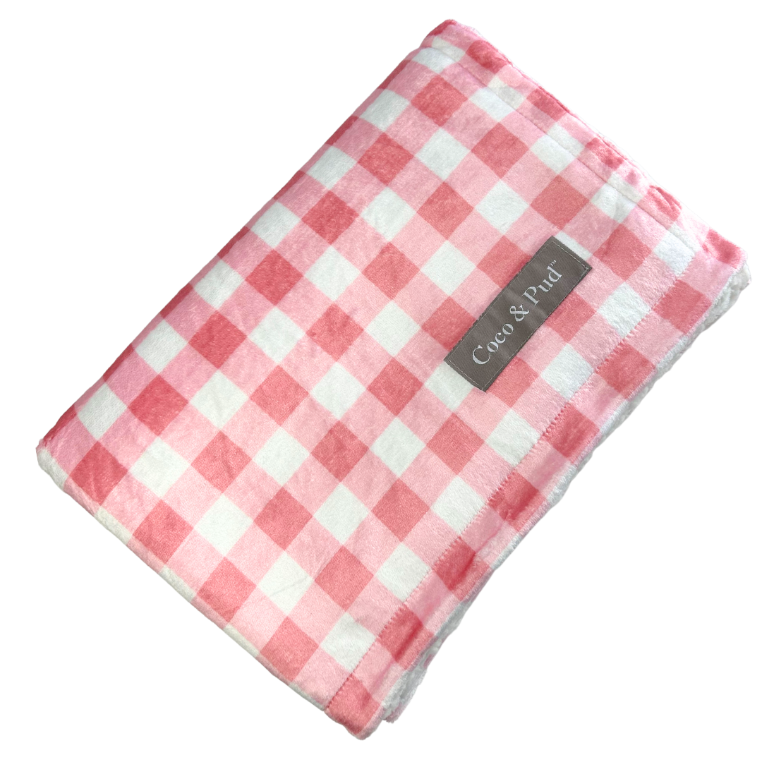 Coco & Pud Pink Gingham pet blanket