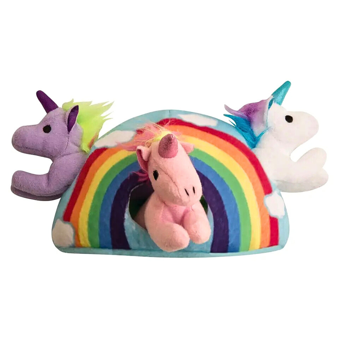 Coco & Pud Hide and Seek Rainbow nd Unicorn Interactive dog toy - Snug Arooz