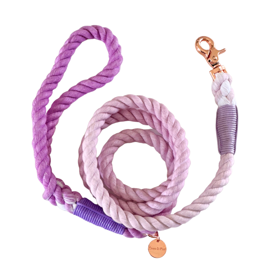 Coco & Pud Lilac Rope Dog Lead/ Leash
