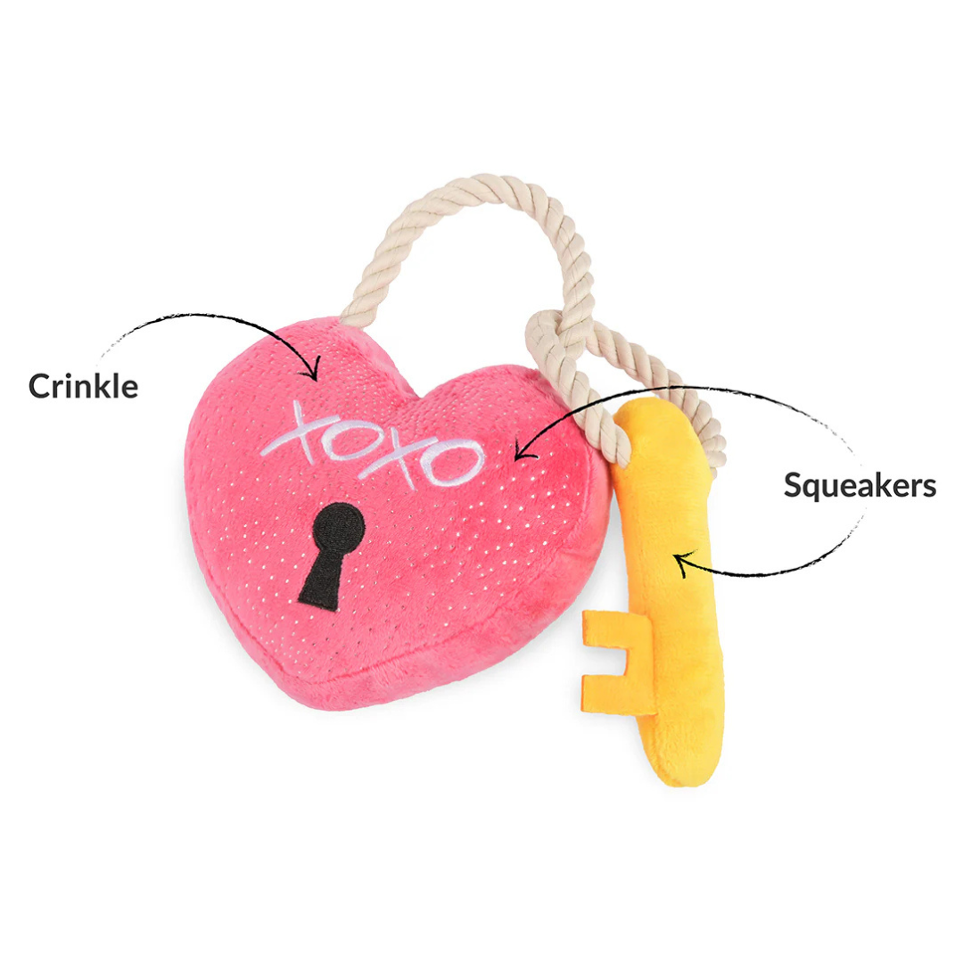 Coco & Pud Love Bug Love You A Lock Valentine's Day Dog Toy  details- PLAY Toys