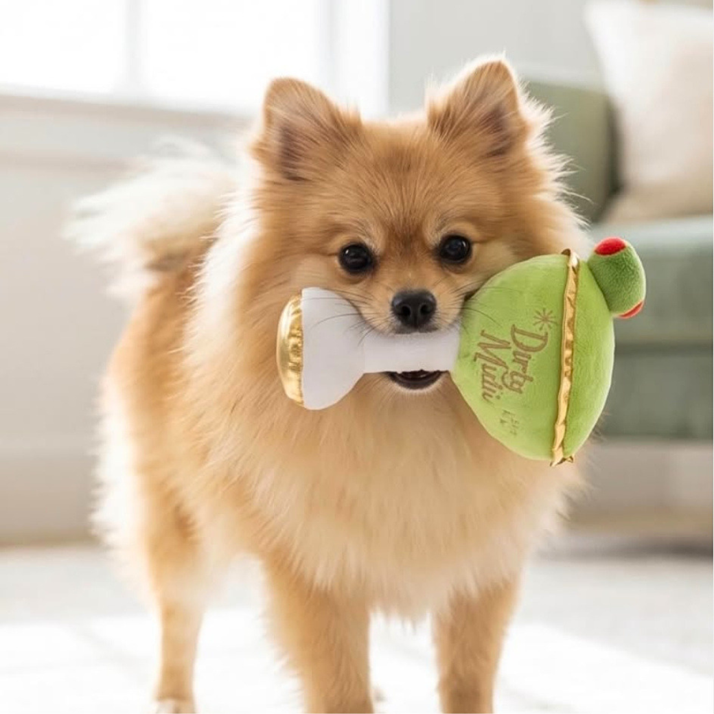 Coco & Pud - Dirty Muttini plush dog toy with Pomeranian dog - Haute Diggity Dog