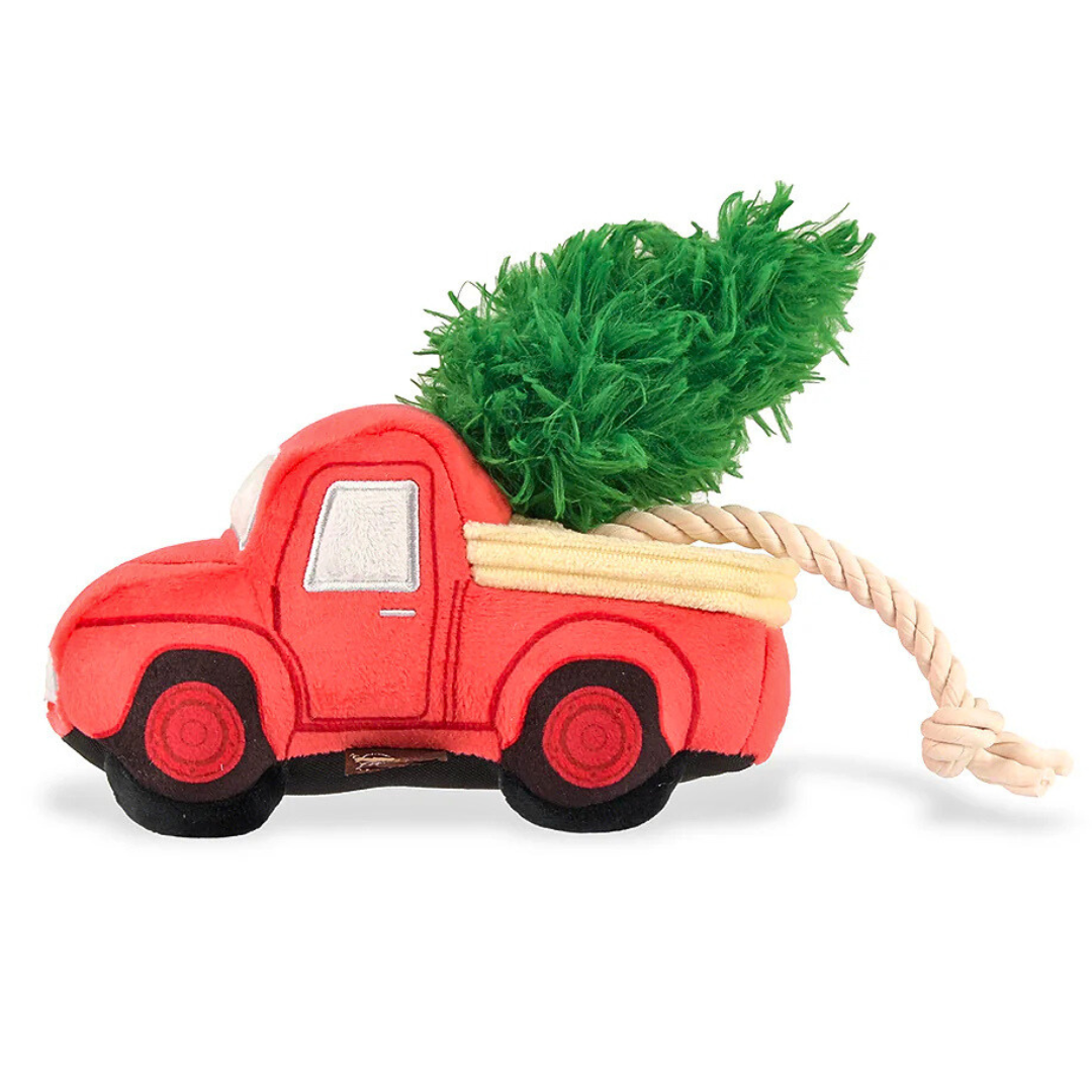 Coco & Pud Home For The Holidays very cute Red Truck Christmas Dog Toy with Christmas Tree and rope - PLAY toys