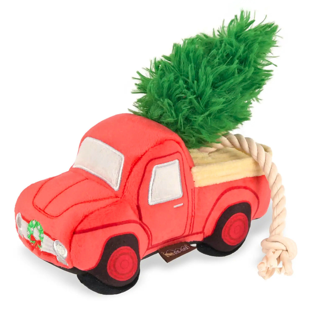 Coco & Pud Home For The Holidays Red Truck Christmas Dog Toy with Christmas Tree - PLAY toys