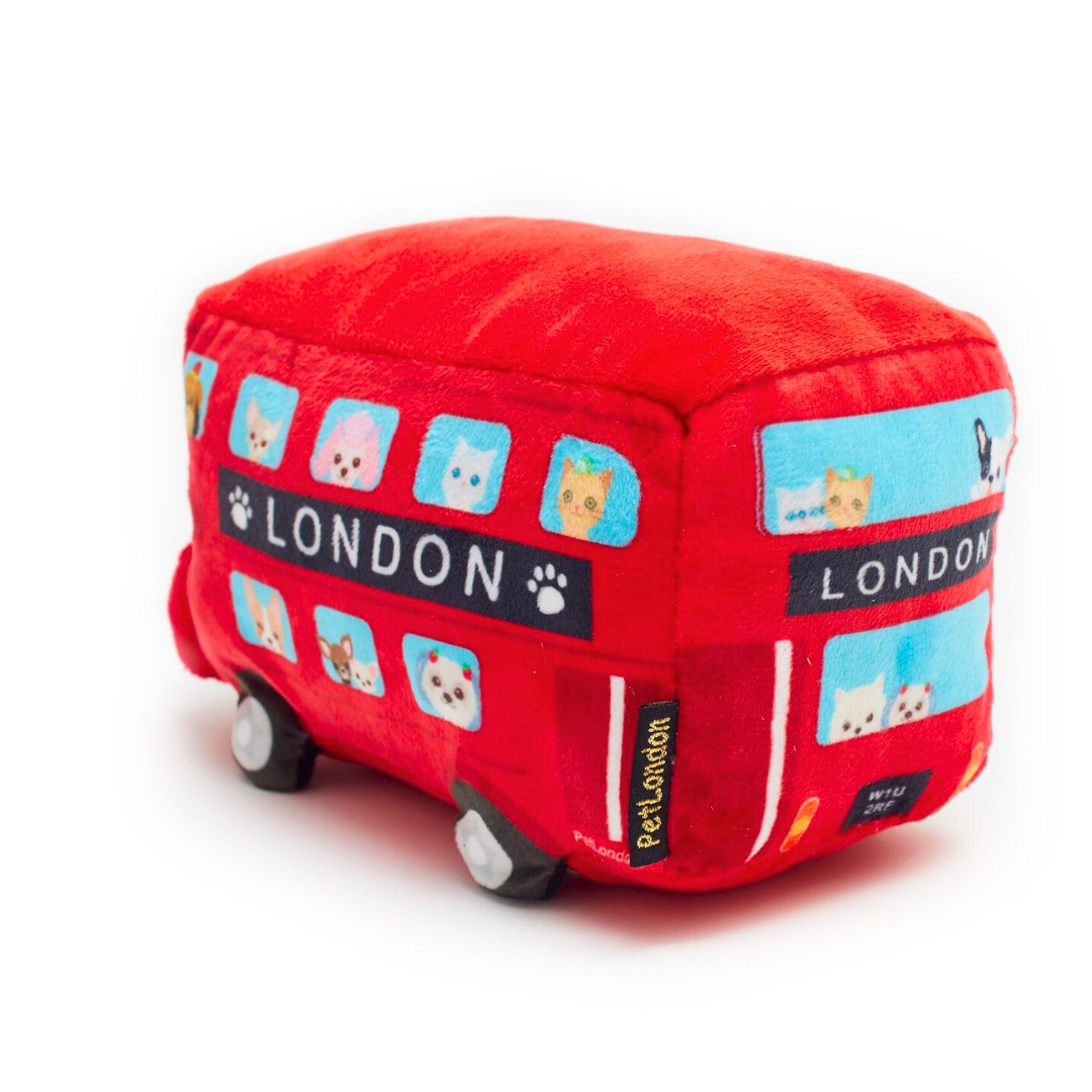 Coco & Pud rear view of London bus dog toy - Pet London