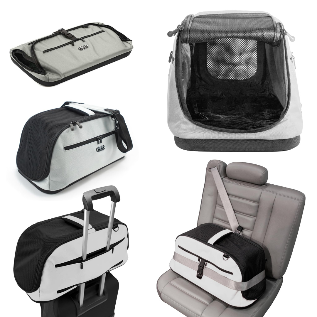 Coco Pud Sleepypod Pet carrier different views - Glacier Silver