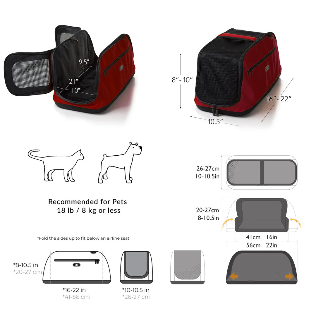 Coco & Pd Sleepypod Air Pet Carrier dimensions - Strawberry Red