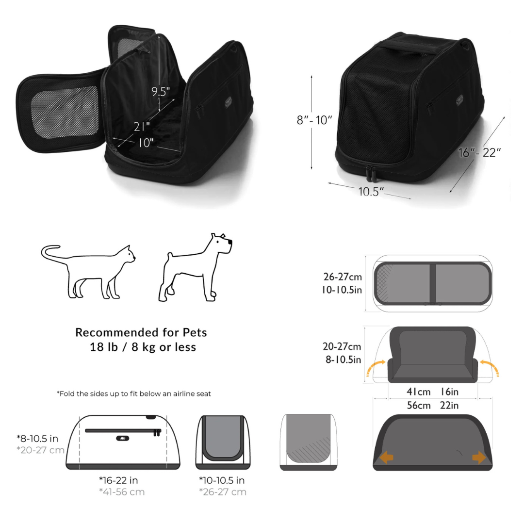 Coco & Pud Sleepypod Air dimensions - Black