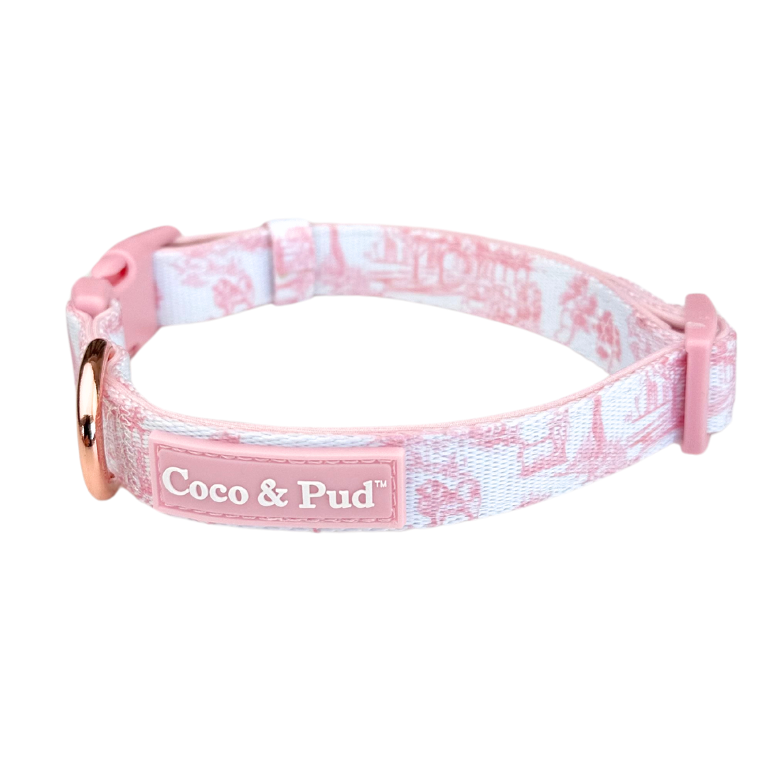 Coco & Pud Toile de Chien Rose Dog Collar
