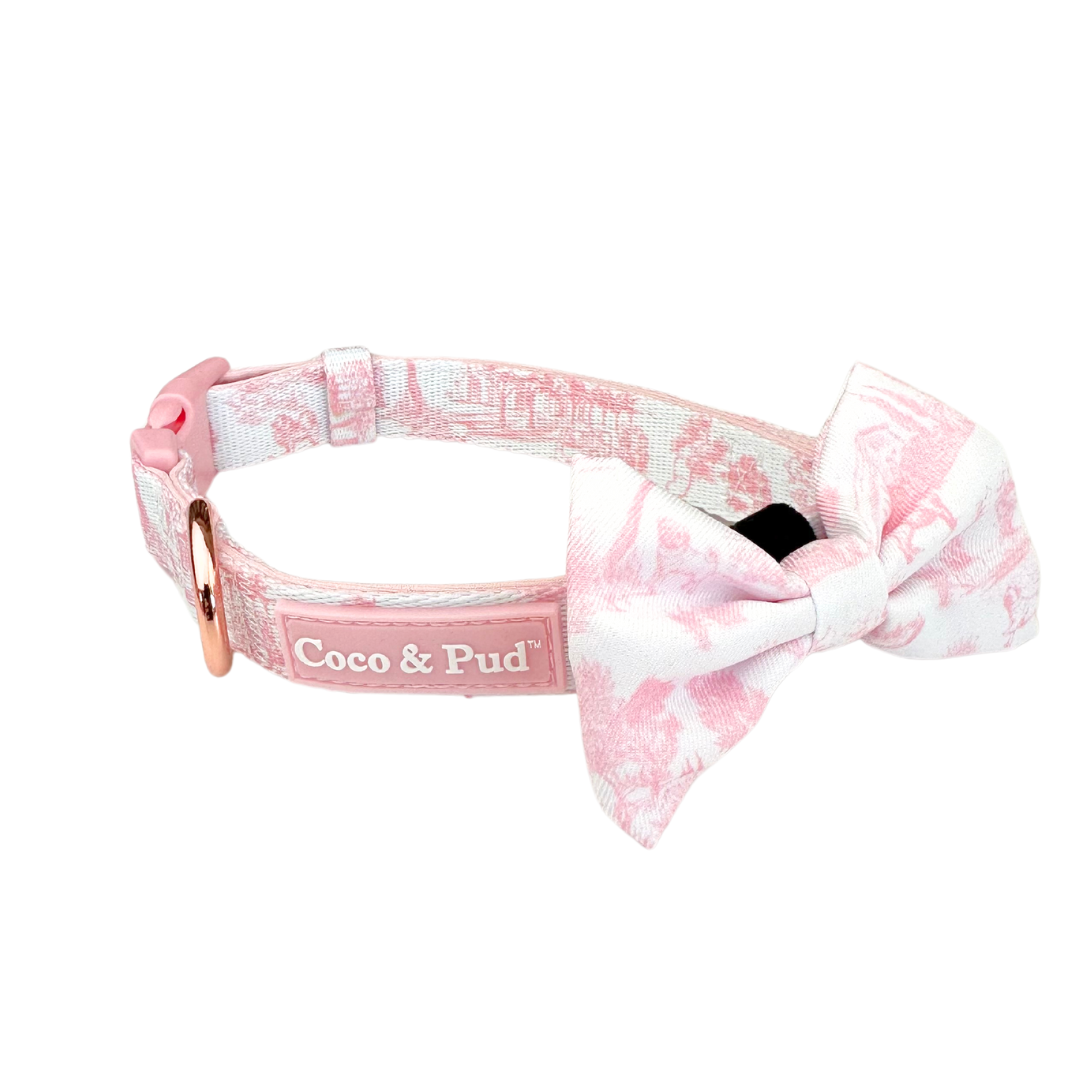 Coco & Pud Toile de Chien Rose Dog Collar & Bowtie
