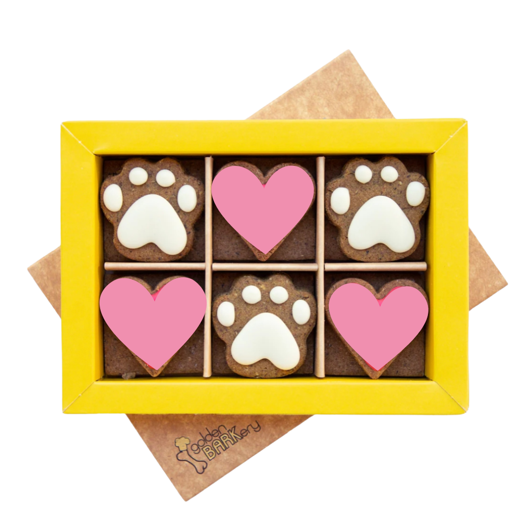 Coco & Pud Golden Barkery Pup Biscuit Dog Treats - 12 Dog Biscuits Box Light Pink