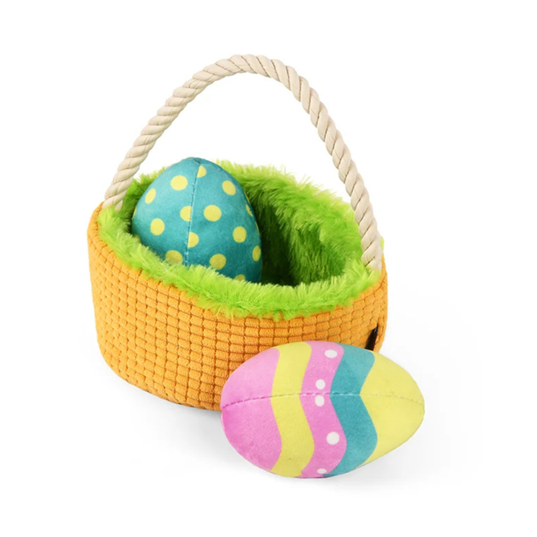 Coco & Pud Hippity Hoppity Eggs-cellent Basket Easter Dog Toy - P.L.A.Y Toys