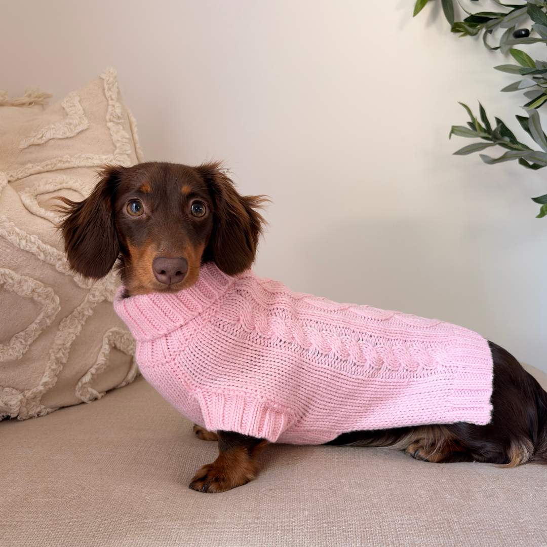 NEW! Coco & Pud Coco Cable Dog Sweater/ Dog Jumper - Blossom Pink