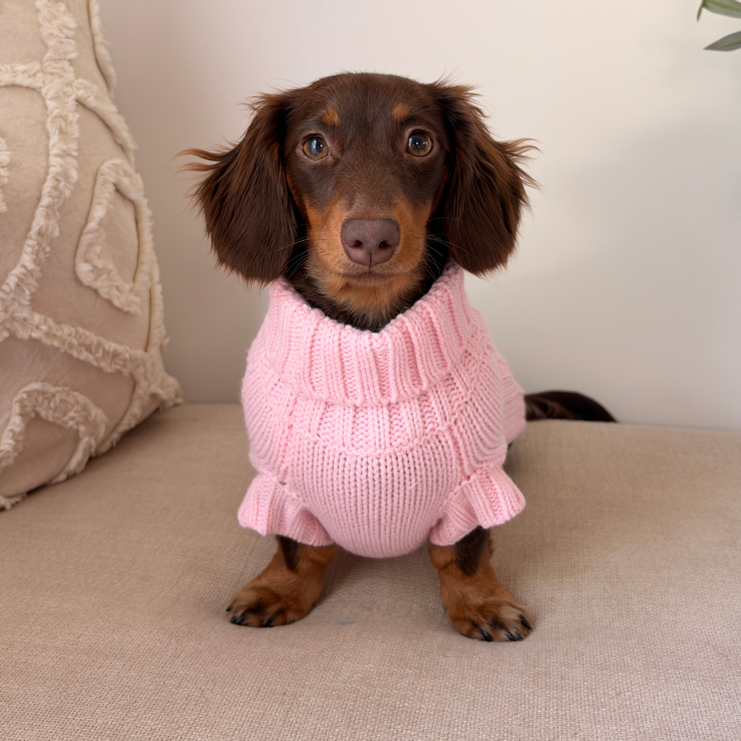 NEW! Coco & Pud Coco Cable Dog Sweater/ Dog Jumper - Blossom Pink