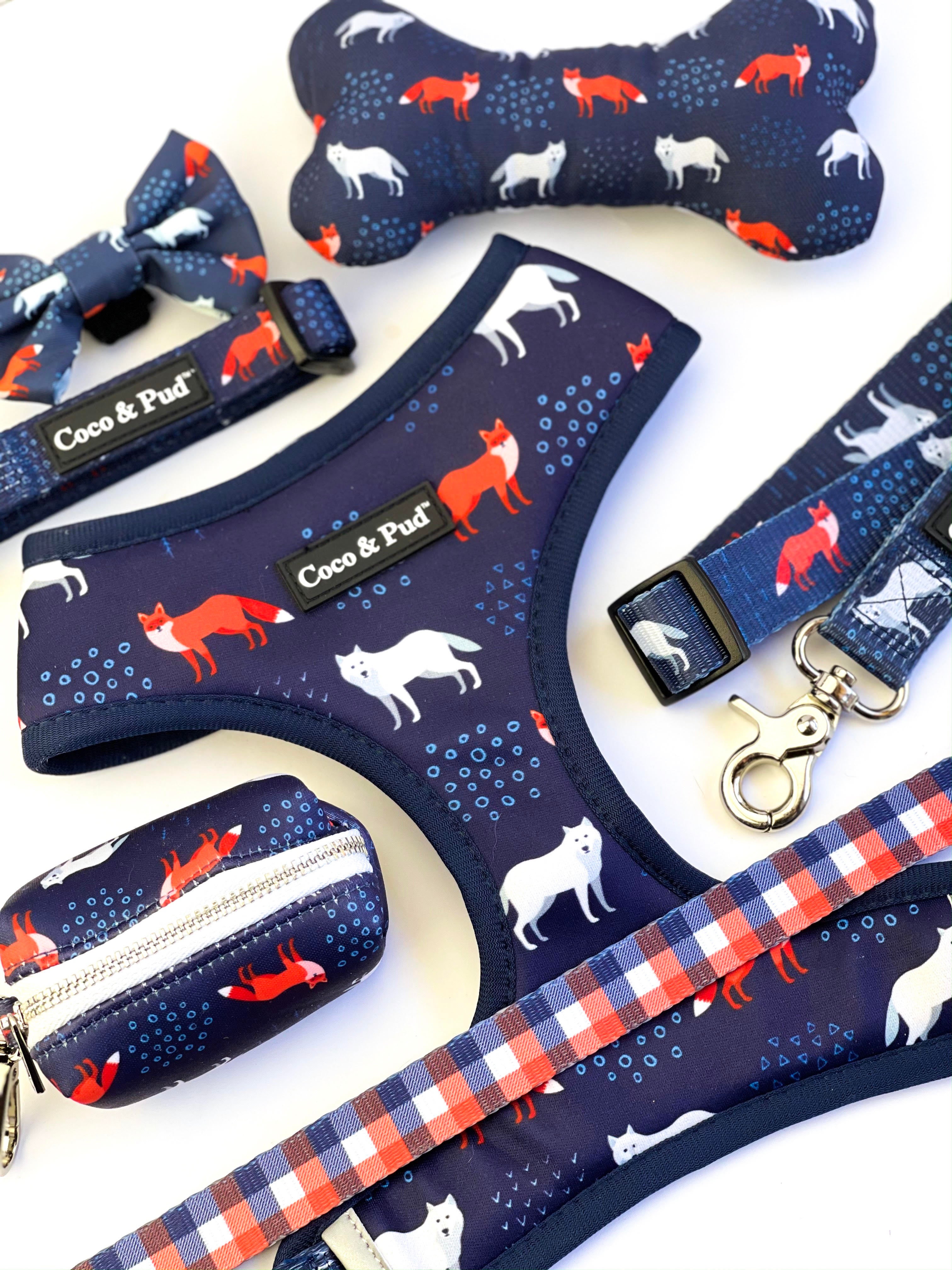 Coco & Pud Fox & Friends Harness, Dog Collar & Dog Lead bundle