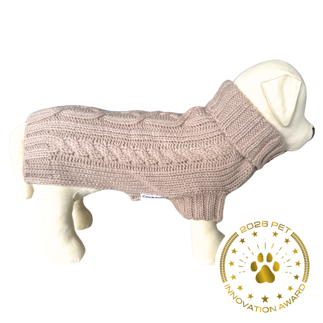 NEW! Coco & Pud Coco Cable Dog Sweater/ Dog Jumper - Mocha