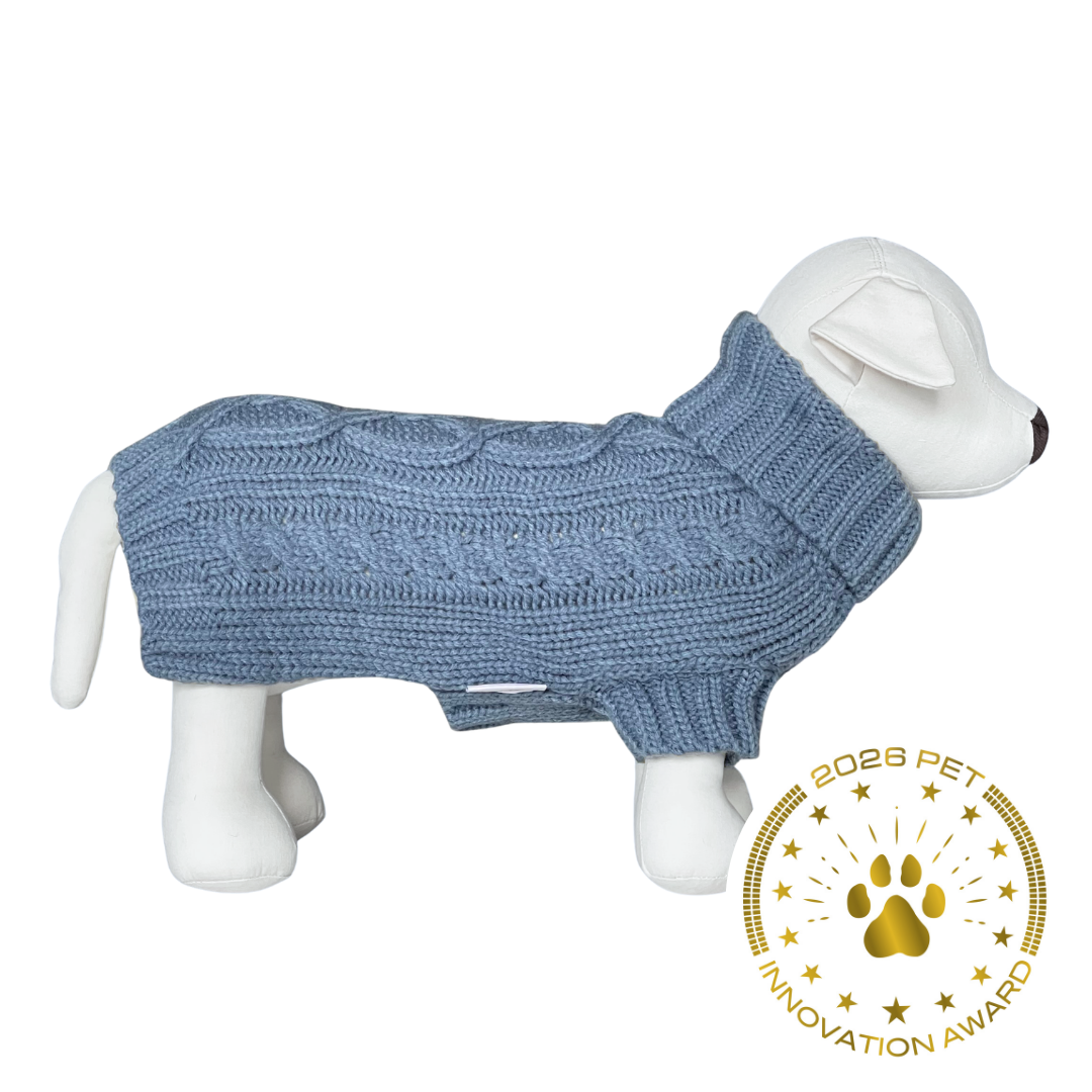 Coco & Pud Coco Cable Dog Sweater/ Dog Jumper - Boathouse Blue