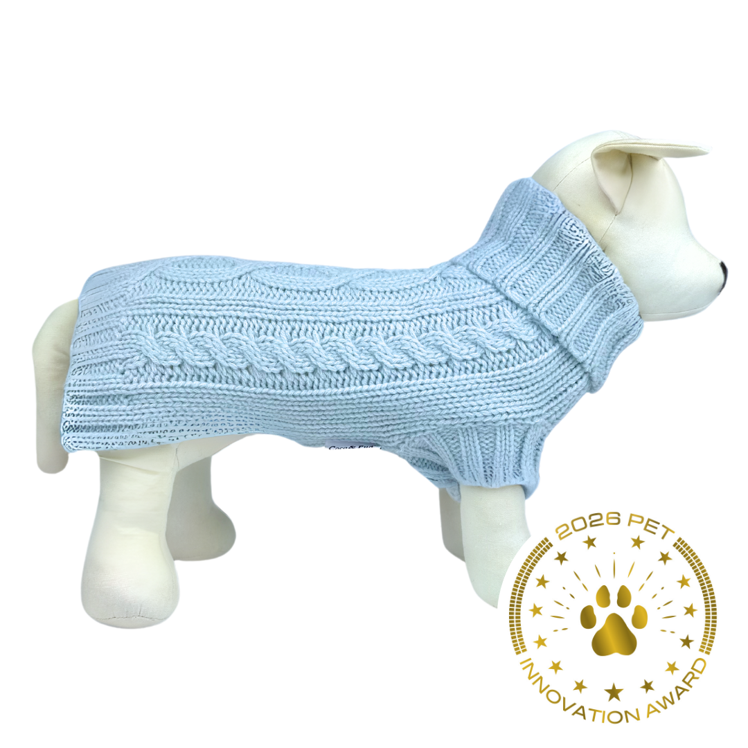 Coco & Pud Coco Cable Dog Sweater/ Dog Jumper - Powder Blue