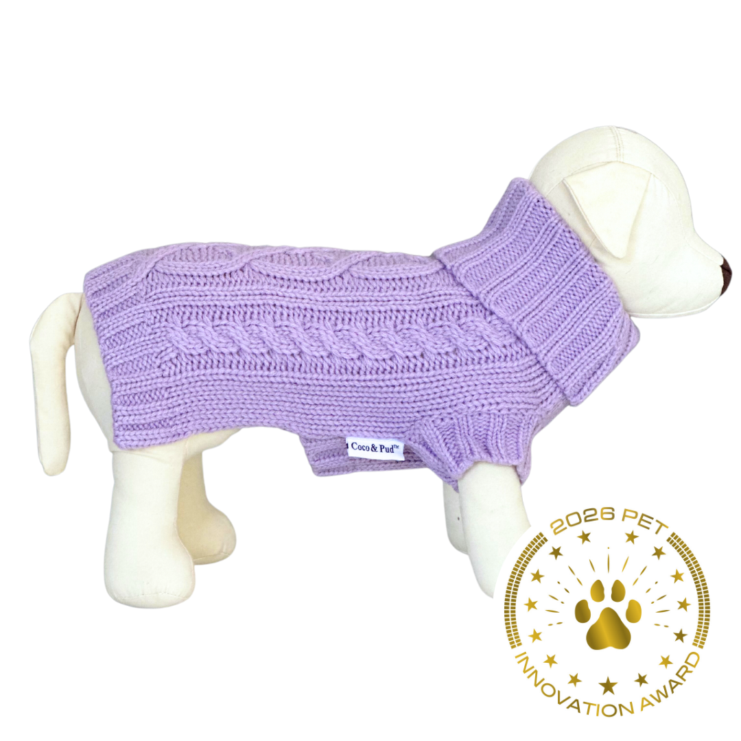 Coco & Pud Lilac Coco Cable wool dog jumper