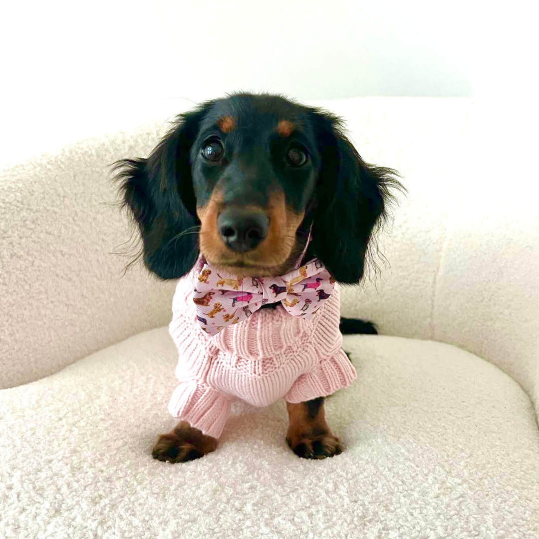 Coco & Pud Coco Cable Dog Sweater/ Dog Jumper - Blush Pink