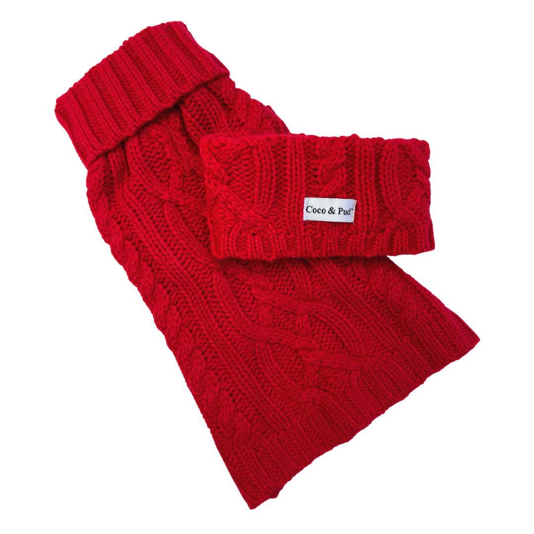 Coco & Pud Coco Cable Sweater & Snood - Barn Red