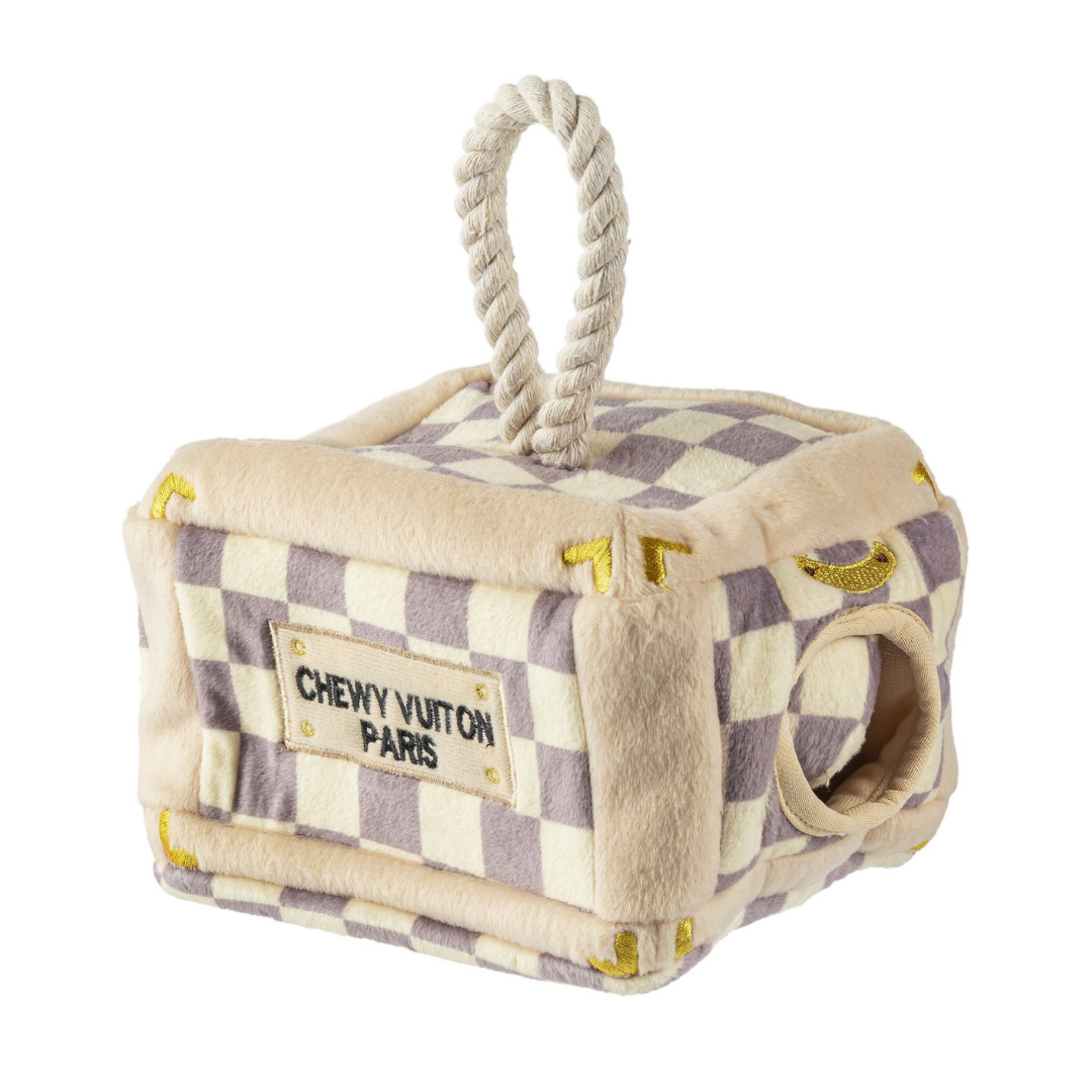 Coco & Pud Checker Chewy Vuiton Trunk Activity Dog Toy - Haute Diggity Dog