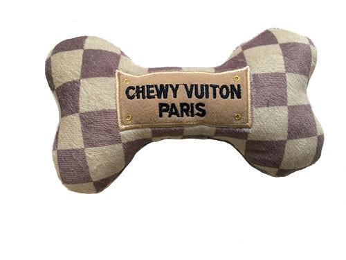 Checker Chewy Vuiton Bone Dog Toy - Coco & Pud