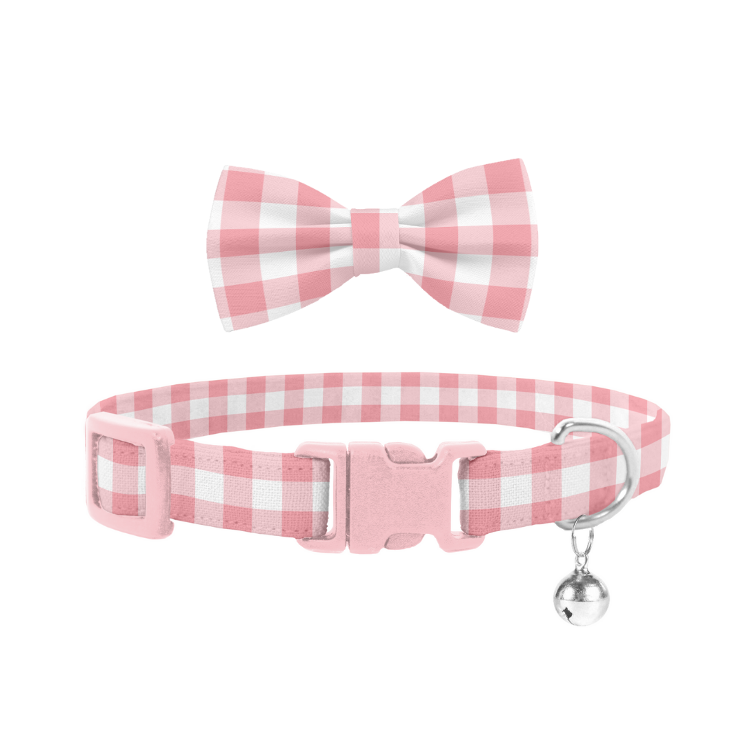 Coco & Pud Gingham Rose Cat Collar & Bow tie