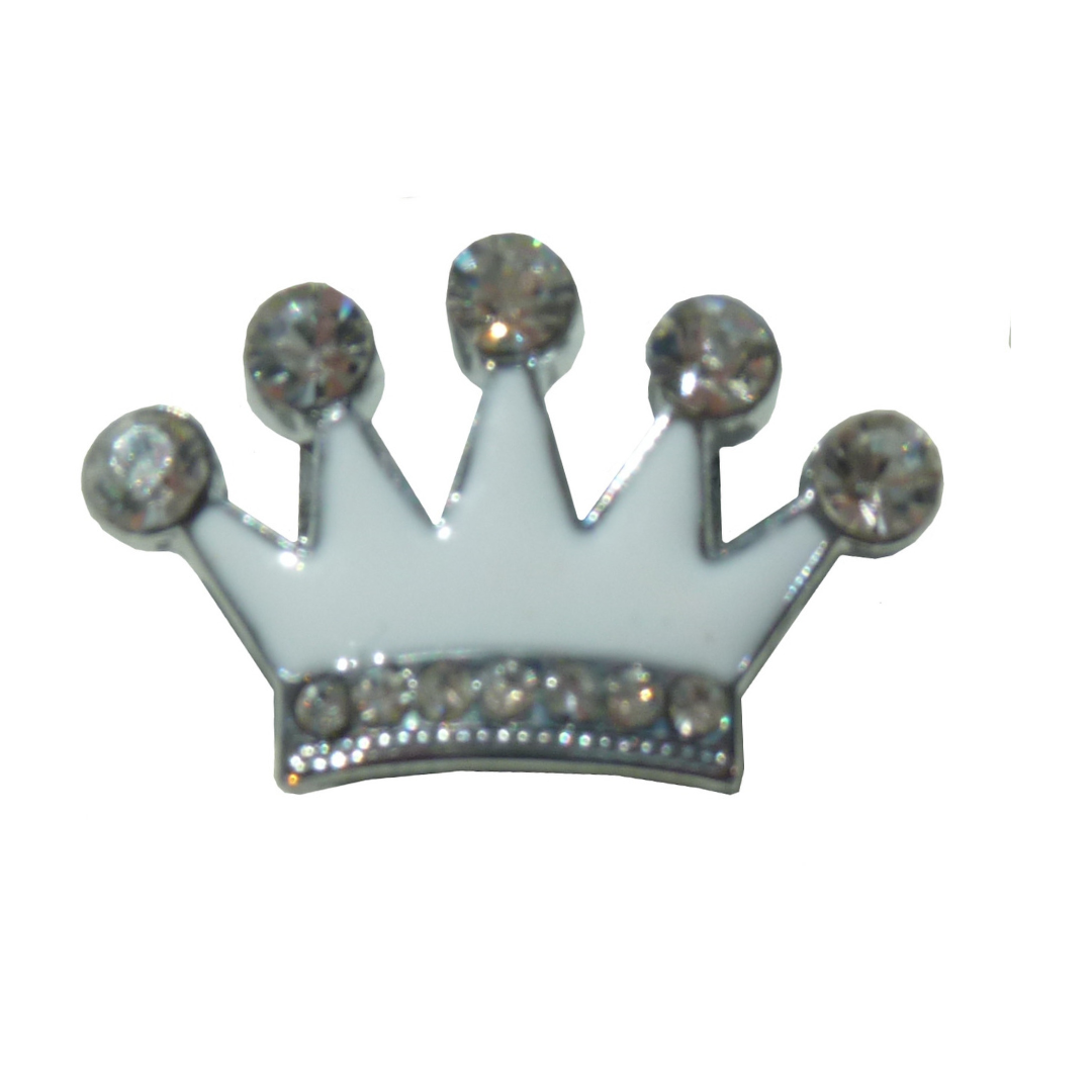 Crown Crystal Slide Charm - White - Coco & Pud