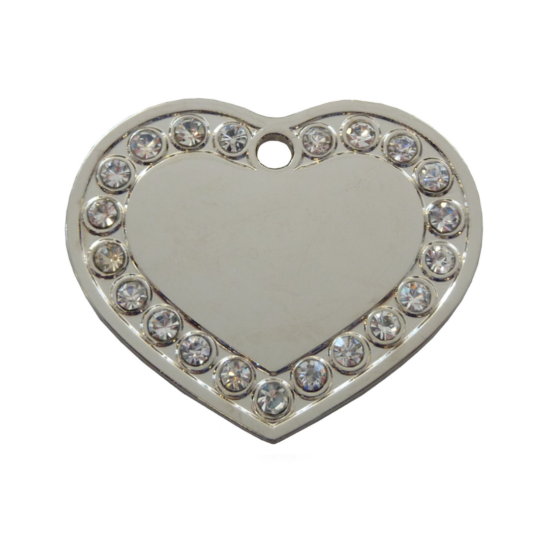 Coco & Pud Crystal Heart ID Tag - Silver - Coco & Pud