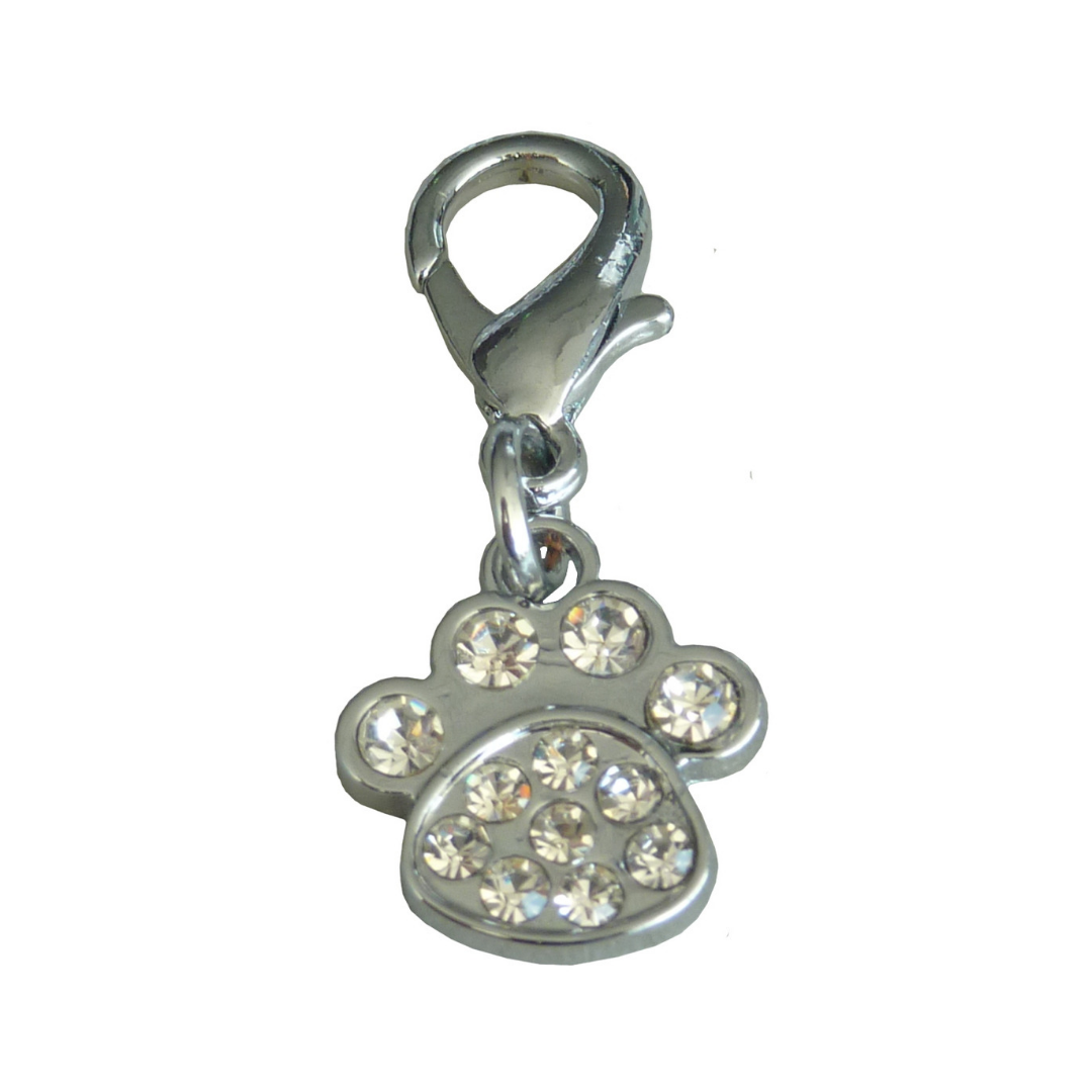 Coco & Pud Crystal Paw Collar Charm - Silver - Coco & Pud