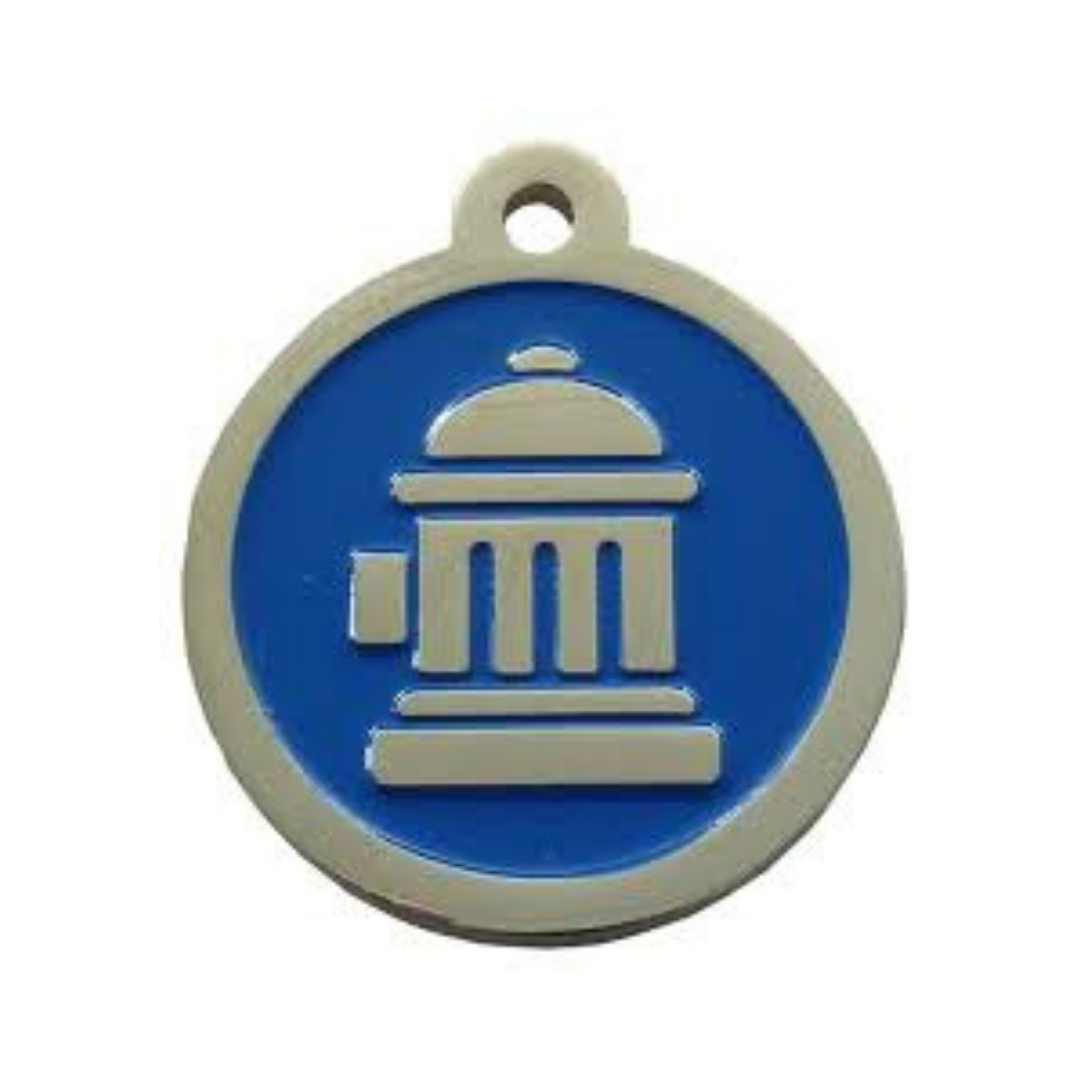 Fire Hydrant ID Tag - Blue & Silver - Coco & Pud