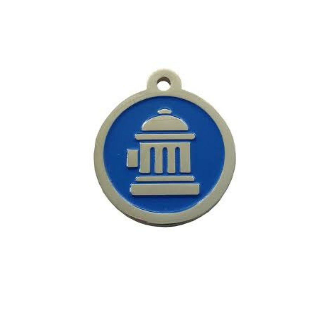 Fire Hydrant ID Tag - Blue & Silver - Coco & Pud