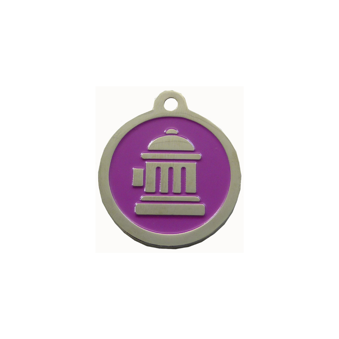 Fire Hydrant ID Tag - Purple & Silver - Coco & Pud