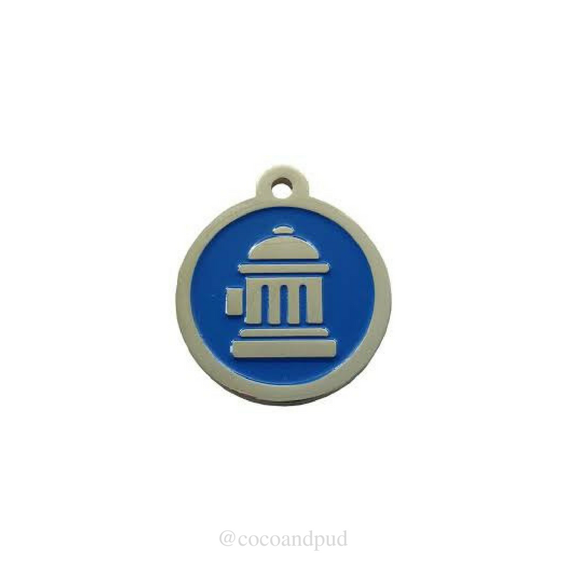 Fire Hydrant ID Tag - Blue & Silver - Coco & Pud