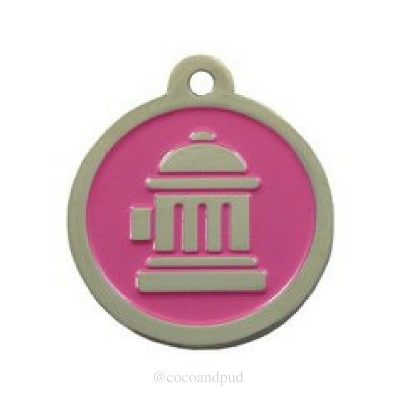 Fire Hydrant ID Tag - Pink & Silver - Coco & Pud