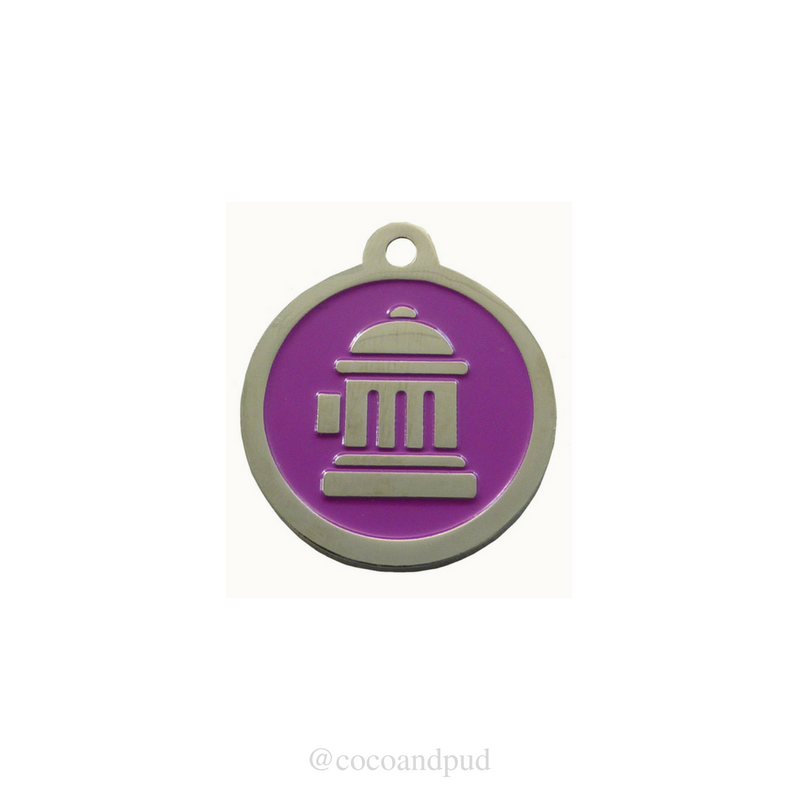 Fire Hydrant ID Tag - Purple & Silver - Coco & Pud