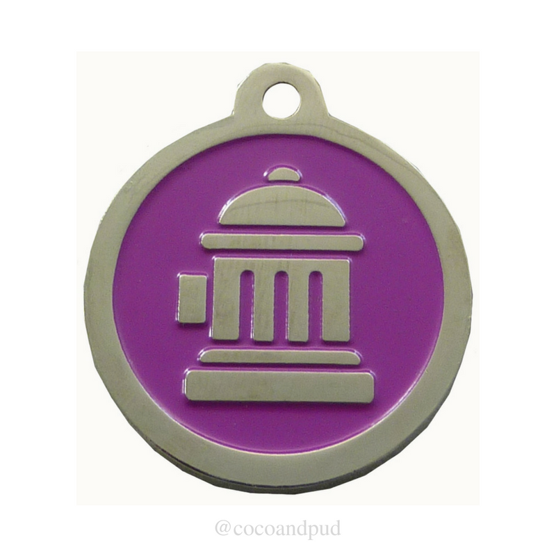 Fire Hydrant ID Tag - Purple & Silver - Coco & Pud